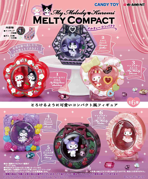 Re-ment Sanrio My Melody Kuromi MELTY COMPACT 6Pack BOX